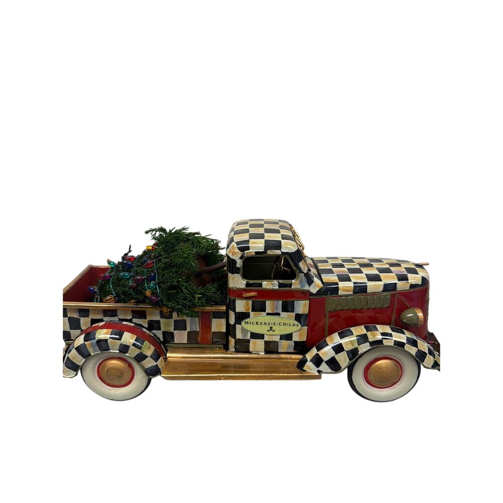 MacKenzie Childs Courtly Check Holiday Truck With Christmas Tree Retired